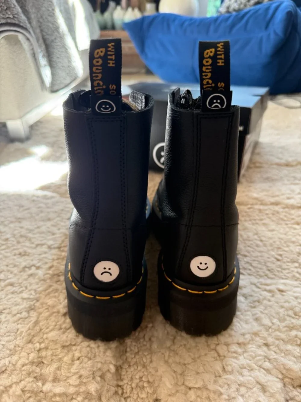 New Lazy Oaf x Doc Martens Sinclair Happy Sad Platform Boots Size UK 6 US 8.5
